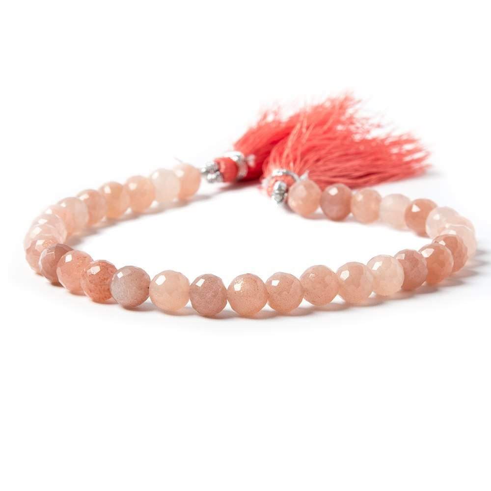 7mm Sunstone & Angel Skin Moonstone faceted rounds 8 inch 32 Beads - Beadsofcambay.com