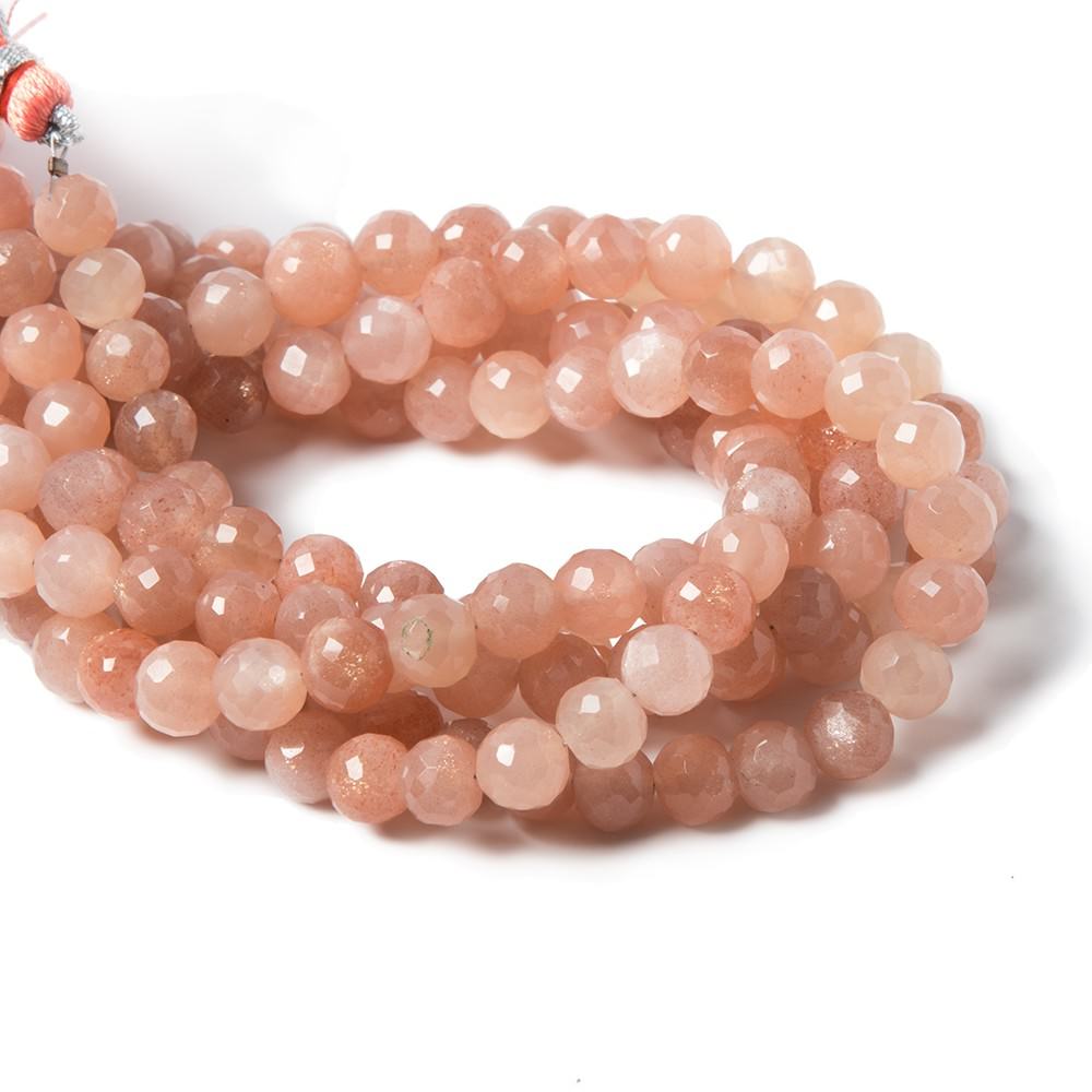 7mm Sunstone & Angel Skin Moonstone faceted rounds 8 inch 32 Beads - Beadsofcambay.com