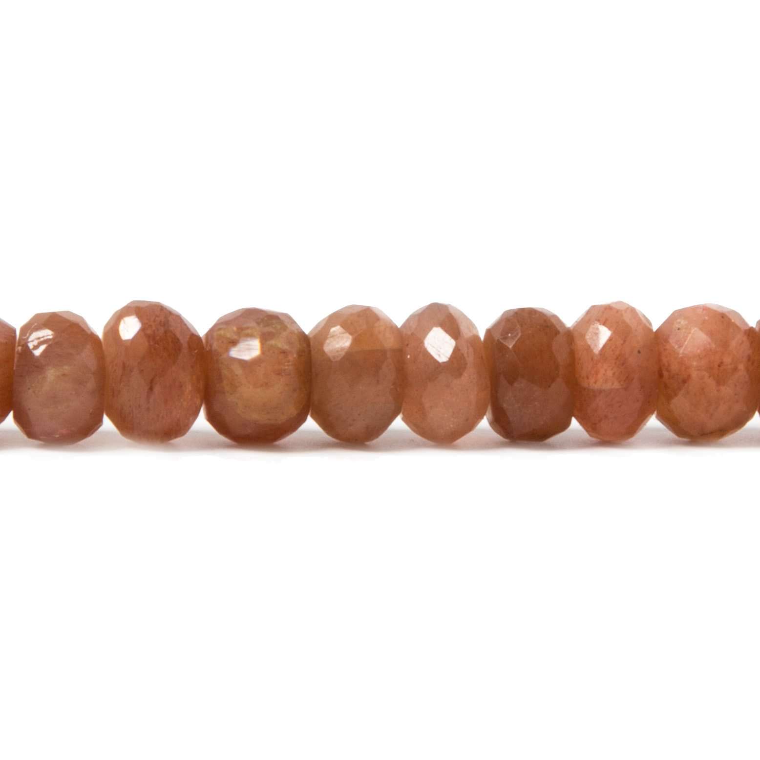 7mm Sunstone faceted rondelle Beads 8 inches 44 pieces - Beadsofcambay.com