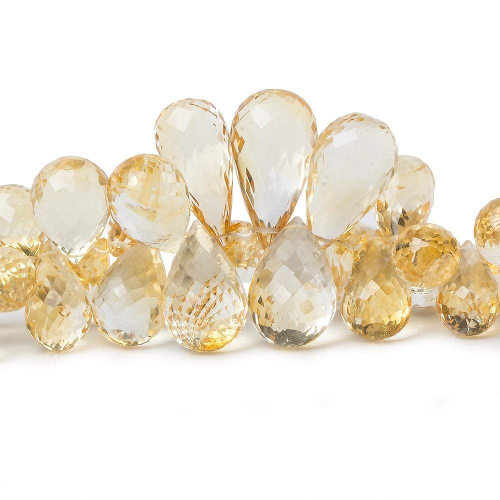 7x4-20x9mm Citrine Faceted Tear Drop Briolette Beads 8.5 inch 65 pieces - Beadsofcambay.com