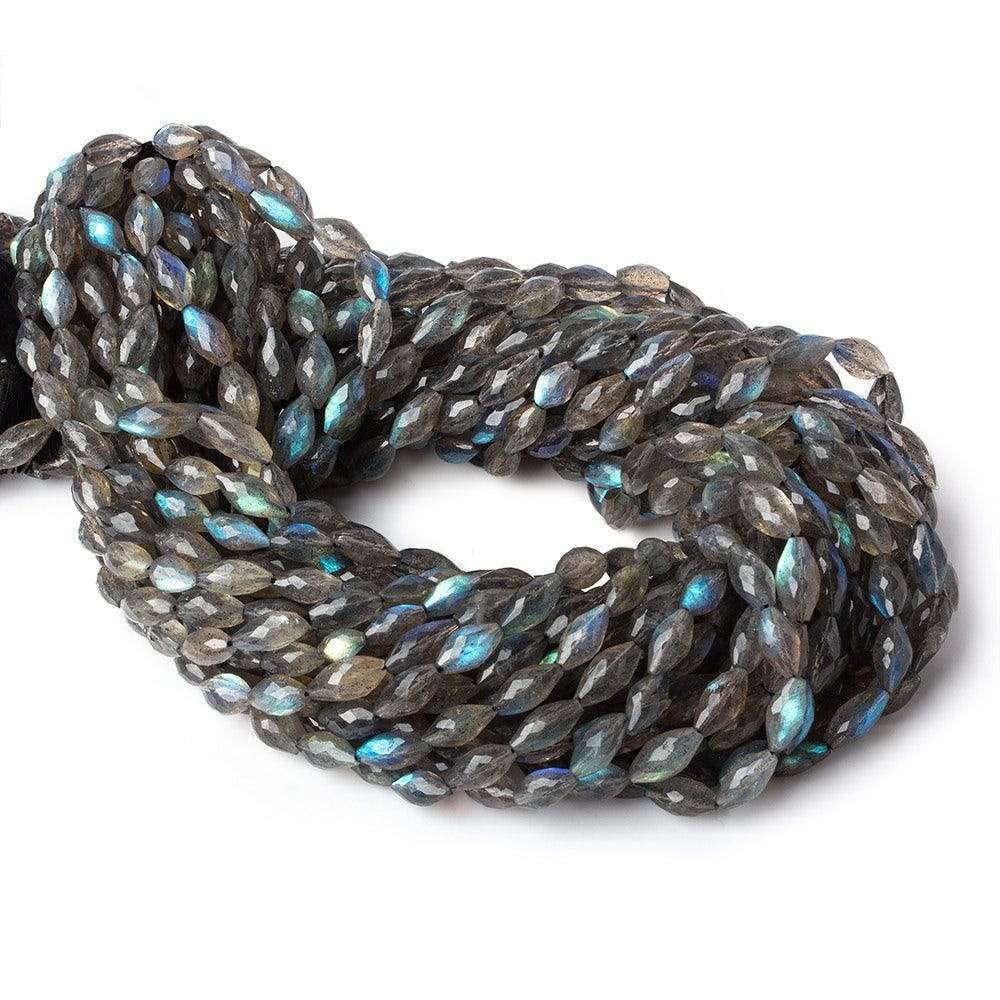 7x4mm - 9x5mm Labradorite straight drilled faceted marquise 14 inch 37 beads A - Beadsofcambay.com