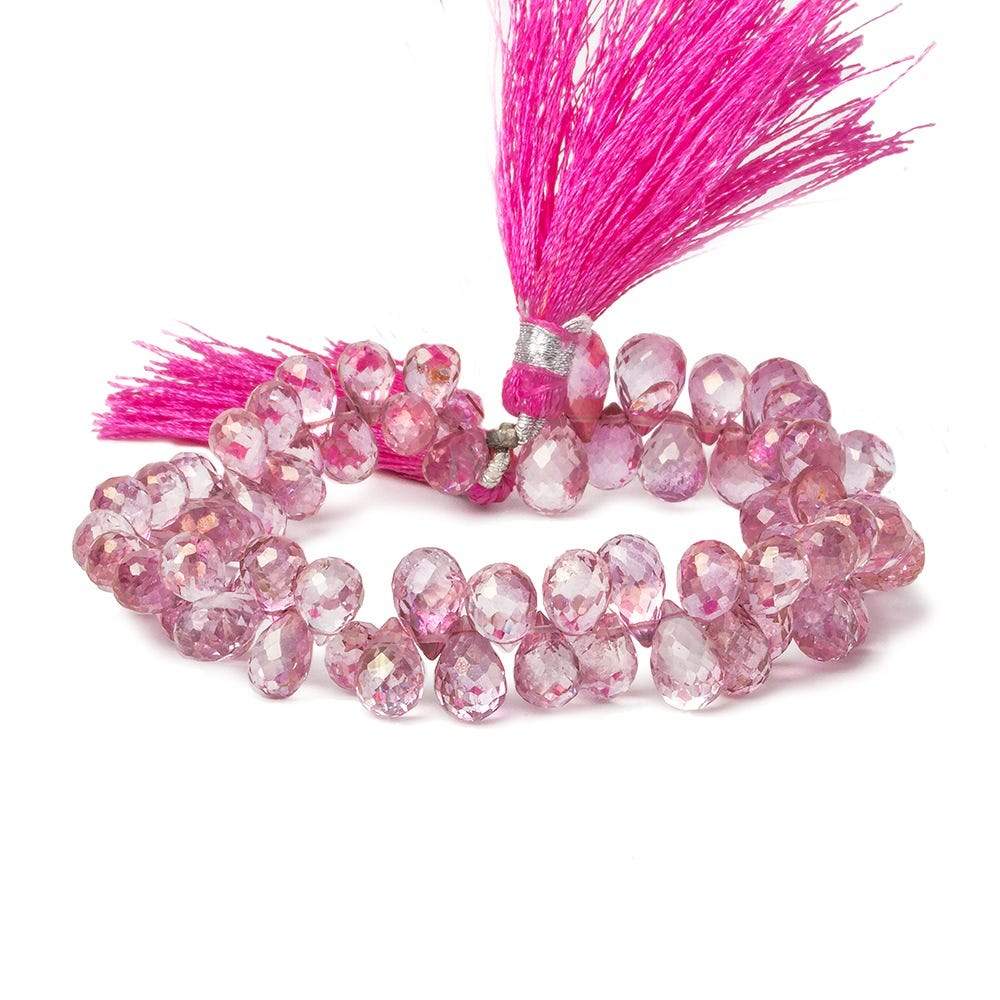 7x5-10x6mm Mystic Pink Topaz Faceted Tear Drop Beads 8 inch 74 pieces - Beadsofcambay.com