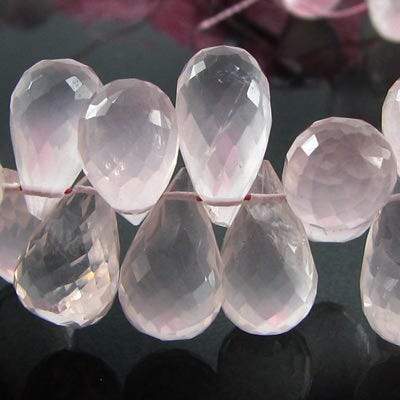 7x5-10x6mm Rose Quartz Tear Drop Briolette Beads 8 inch 76 pieces - Beadsofcambay.com