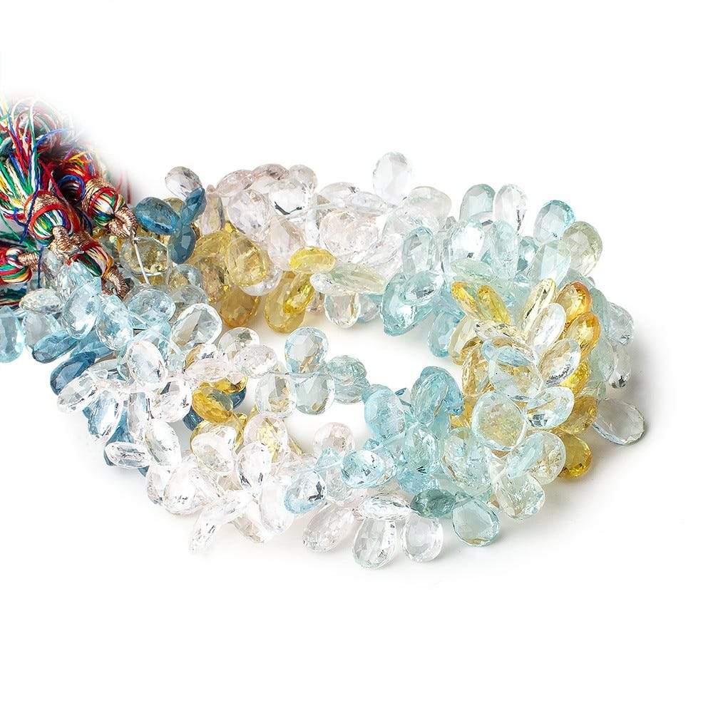 7x5-10x7mm Multi Beryl faceted pear beads 7.5 inches 74 pieces AAA - Beadsofcambay.com