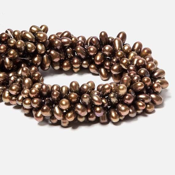 7x5-11x6mm Mocha Brown Top Drilled Oval Freshwater Pearls 15.5 inch 77 pcs - Beadsofcambay.com
