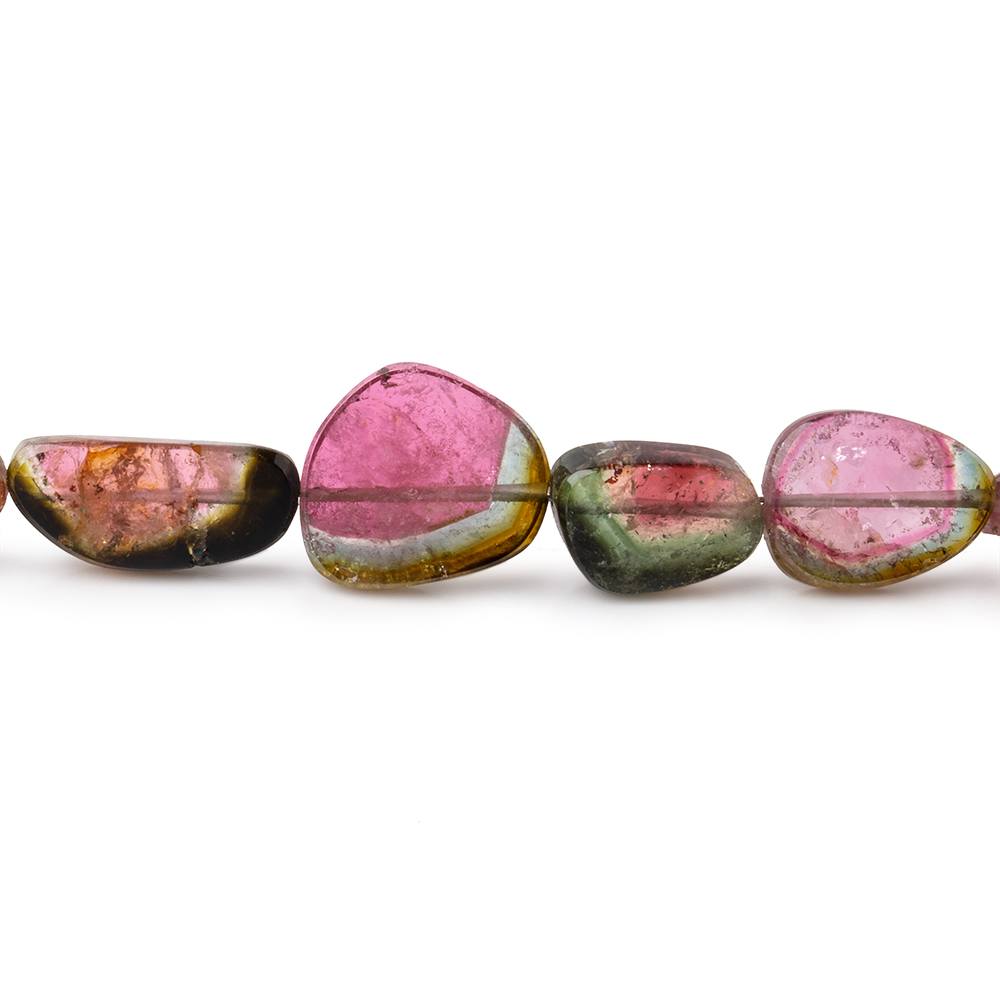 7x5-12.5x11mm Watermelon Tourmaline Slice Beads 17 inch 43 pieces AAA - Beadsofcambay.com