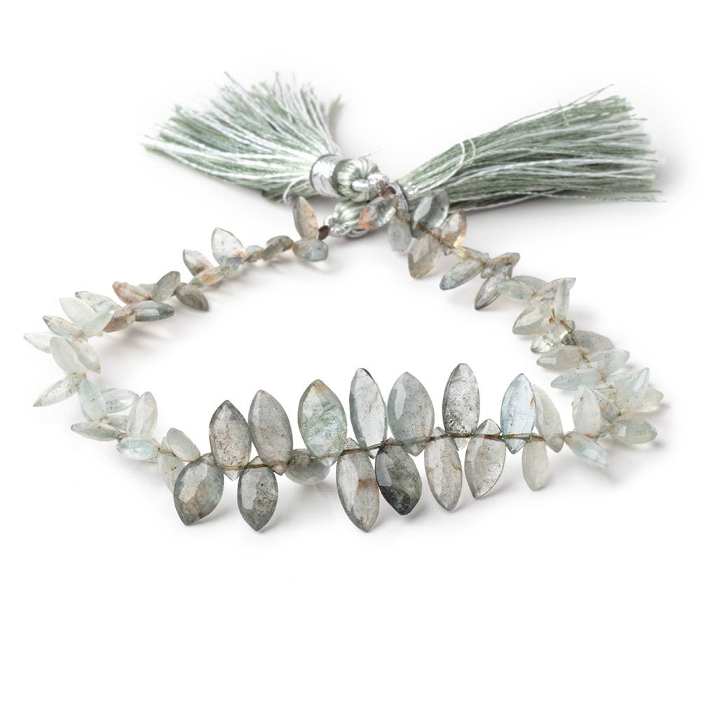 7x5-12x5mm Moss Aquamarine Faceted Marquise Beads 8 inch 78 pieces - Beadsofcambay.com