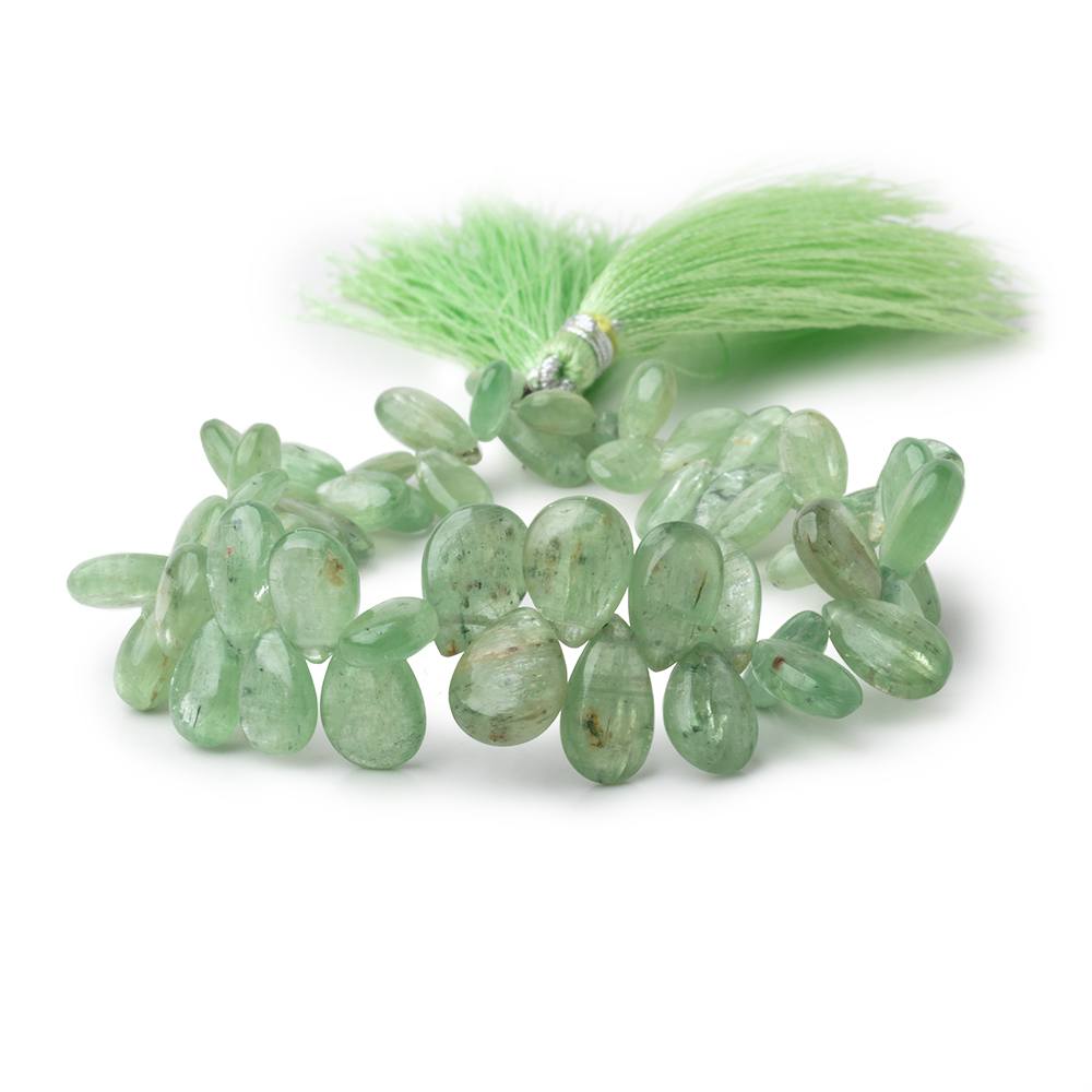 7x5-12x9mm Green Kyanite Plain Pear Beads 7.5 inch 60 pieces - Beadsofcambay.com
