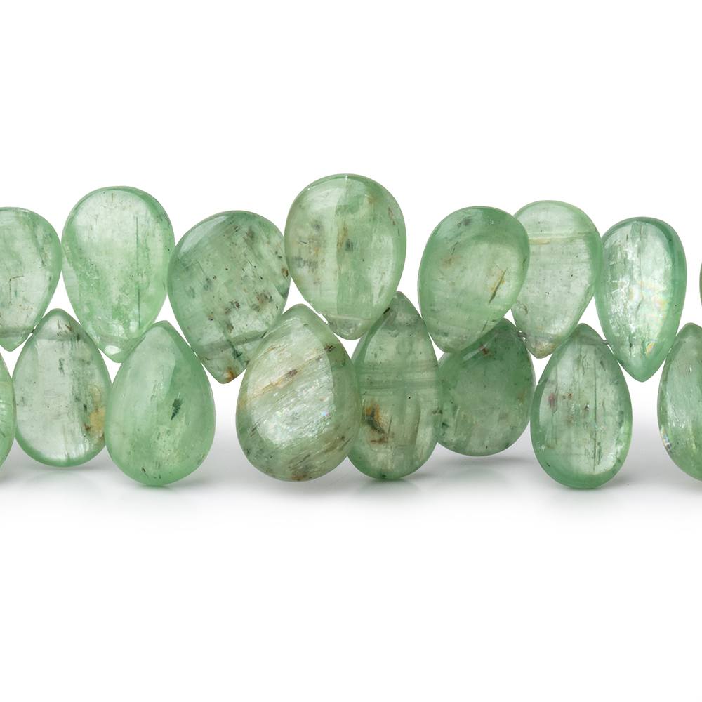 7x5-12x9mm Green Kyanite Plain Pear Beads 7.5 inch 60 pieces - Beadsofcambay.com