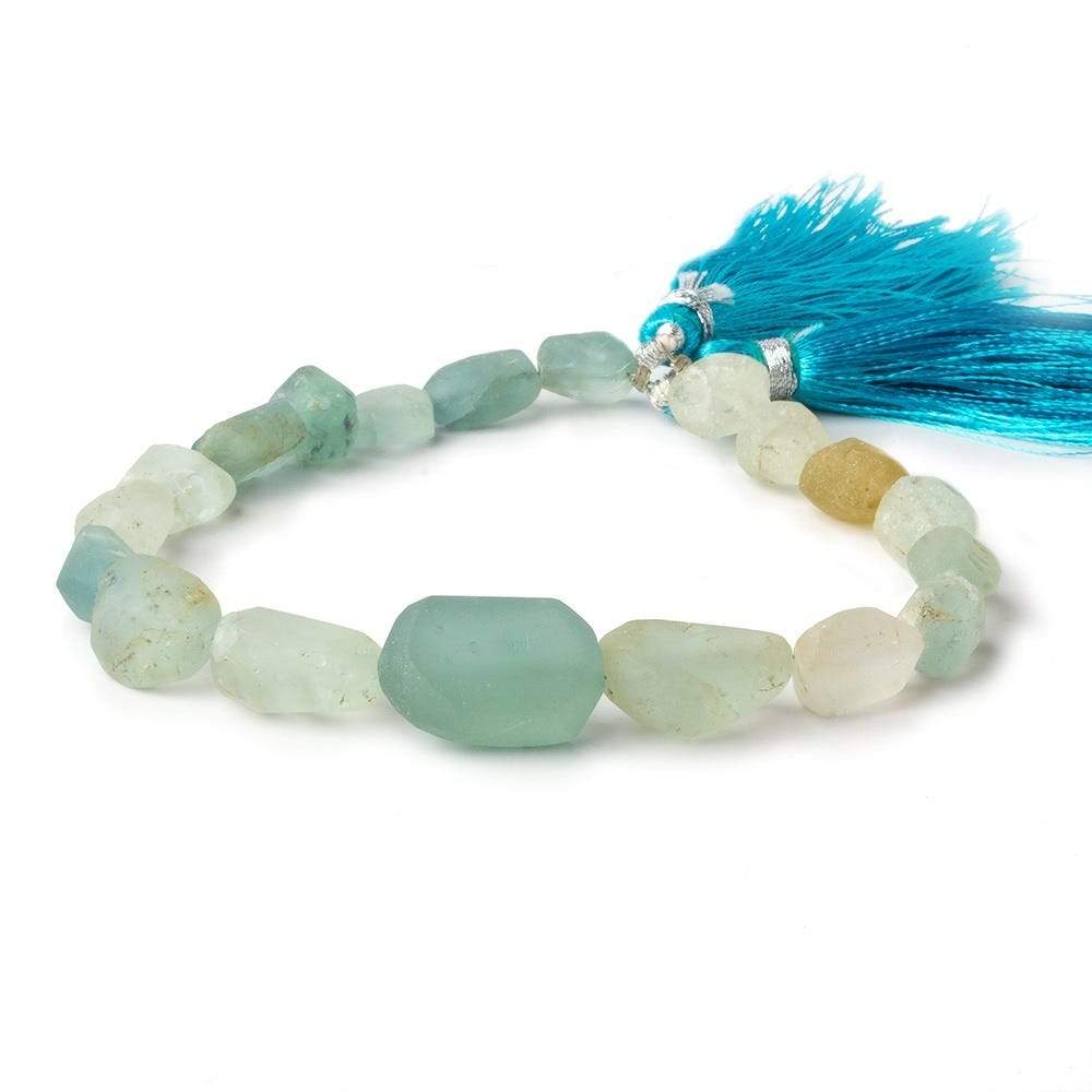 7x5-14x6mm Frosted Aquamarine & Yellow Beryl plain nugget beads 8 inch 16 pieces - Beadsofcambay.com