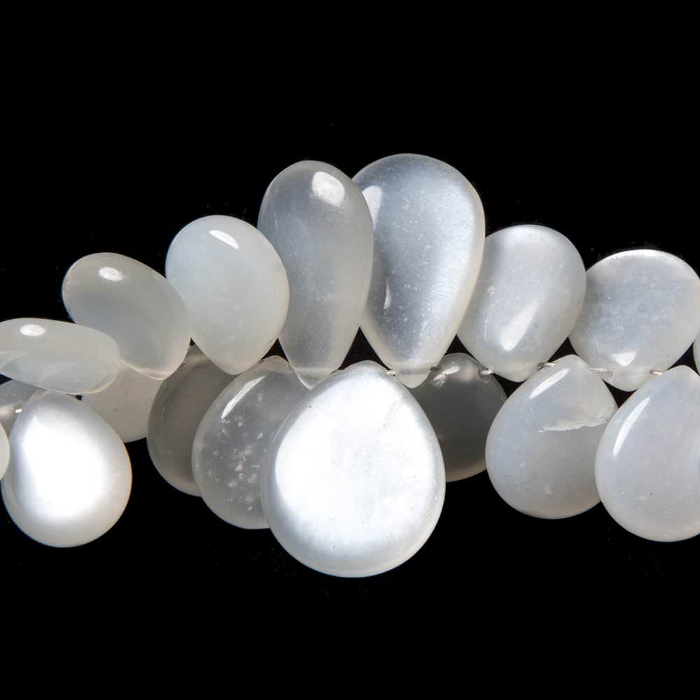 7x5-18x11mm Ceylon White Moonstone plain pear beads 18 inch 150 pieces - Beadsofcambay.com