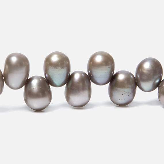 7x5-8x6mm Venetian Silver Top Drilled Oval Freshwater Pearls 15.5 inch 77 pcs - Beadsofcambay.com