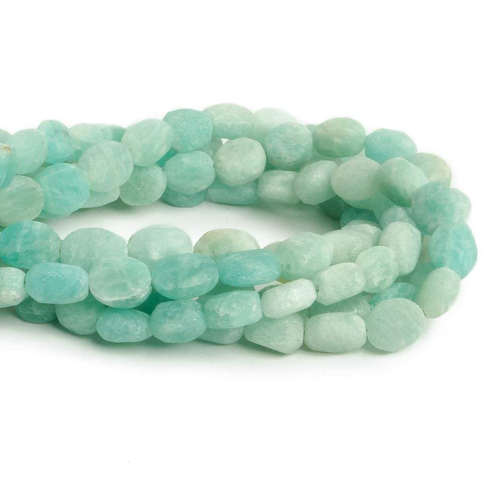 7x5-8x7mm Frosted Amazonite straight drilled plain nugget beads 7.5 inch 21 pieces - Beadsofcambay.com