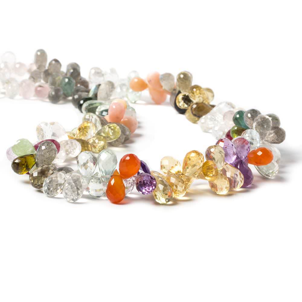 7x5-9x5mm Multi Gemstone faceted tear drop beads 15 inch 160 pieces - Beadsofcambay.com