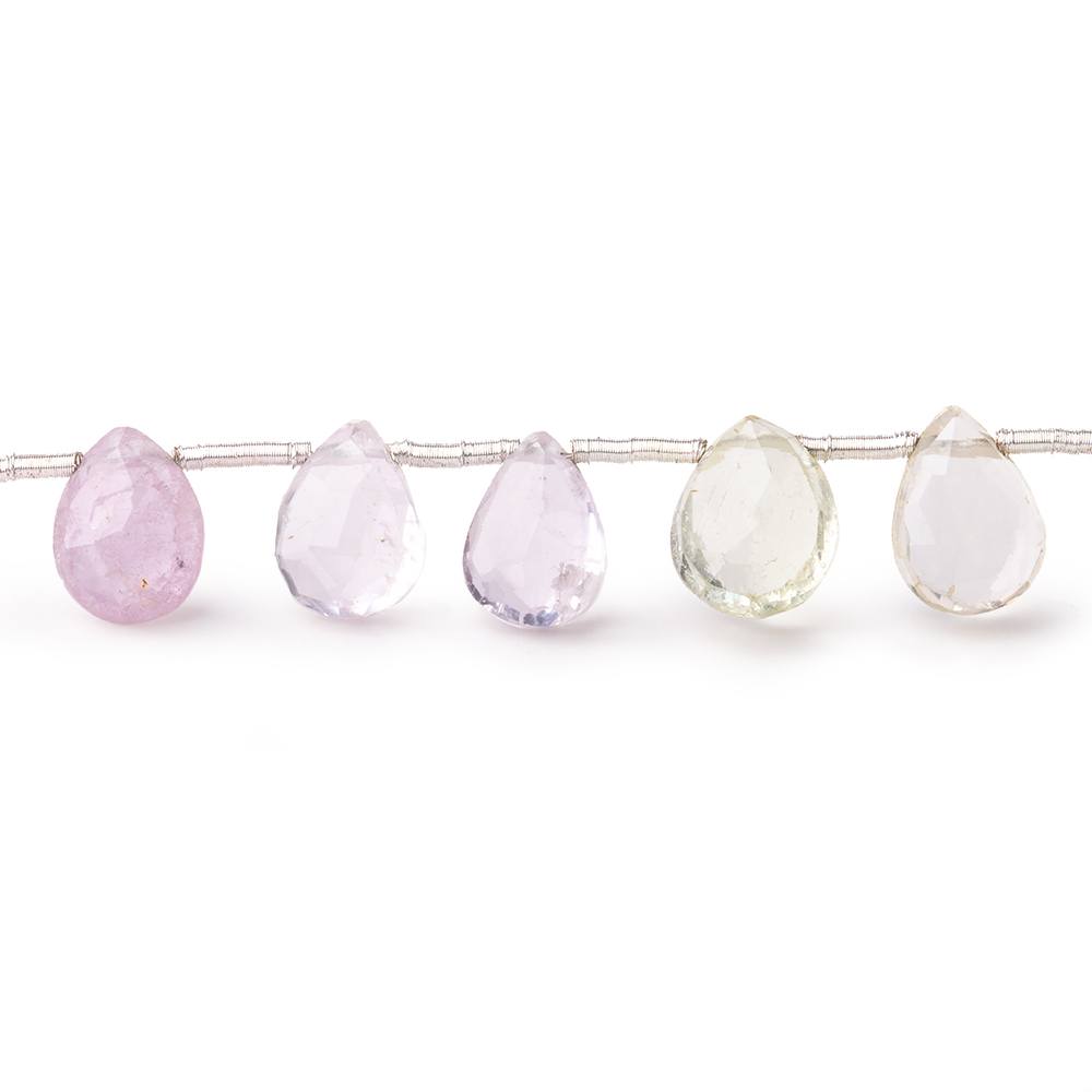 7x5-9x6mm Kunzite and Hiddenite Faceted Pear Beads 9.5 inch 27 pieces - Beadsofcambay.com
