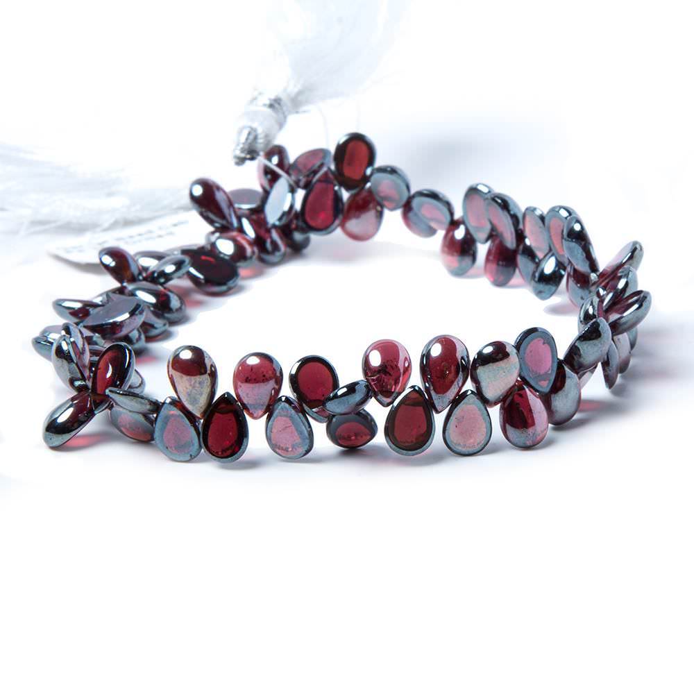 7x5mm Metallic Garnet plain pear cabochon beads 8 inch 73 pieces - Beadsofcambay.com