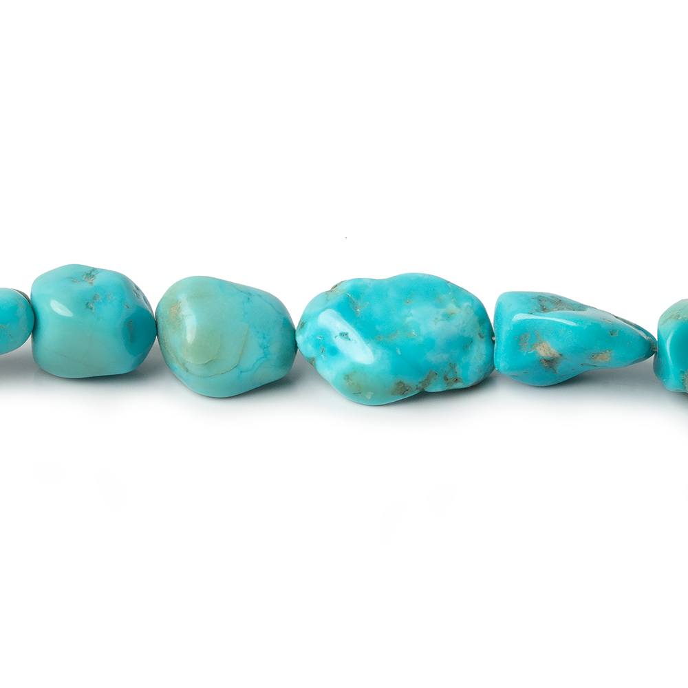 7x6-13x10mm Turquoise tumbled plain nugget beads 17.75 inches 45 pieces - Beadsofcambay.com