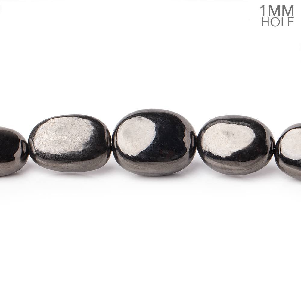 7x6-15x11mm Shungite Plain Oval Beads 18 inch 40 pieces 1mm Hole - Beadsofcambay.com
