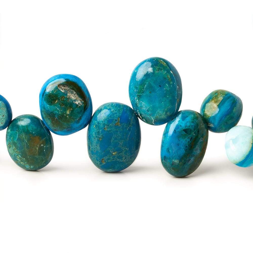 7x6-15x13mm Blue Peruvian Opalina top drilled plain oval beads 18 inch 70 pieces AAA - Beadsofcambay.com