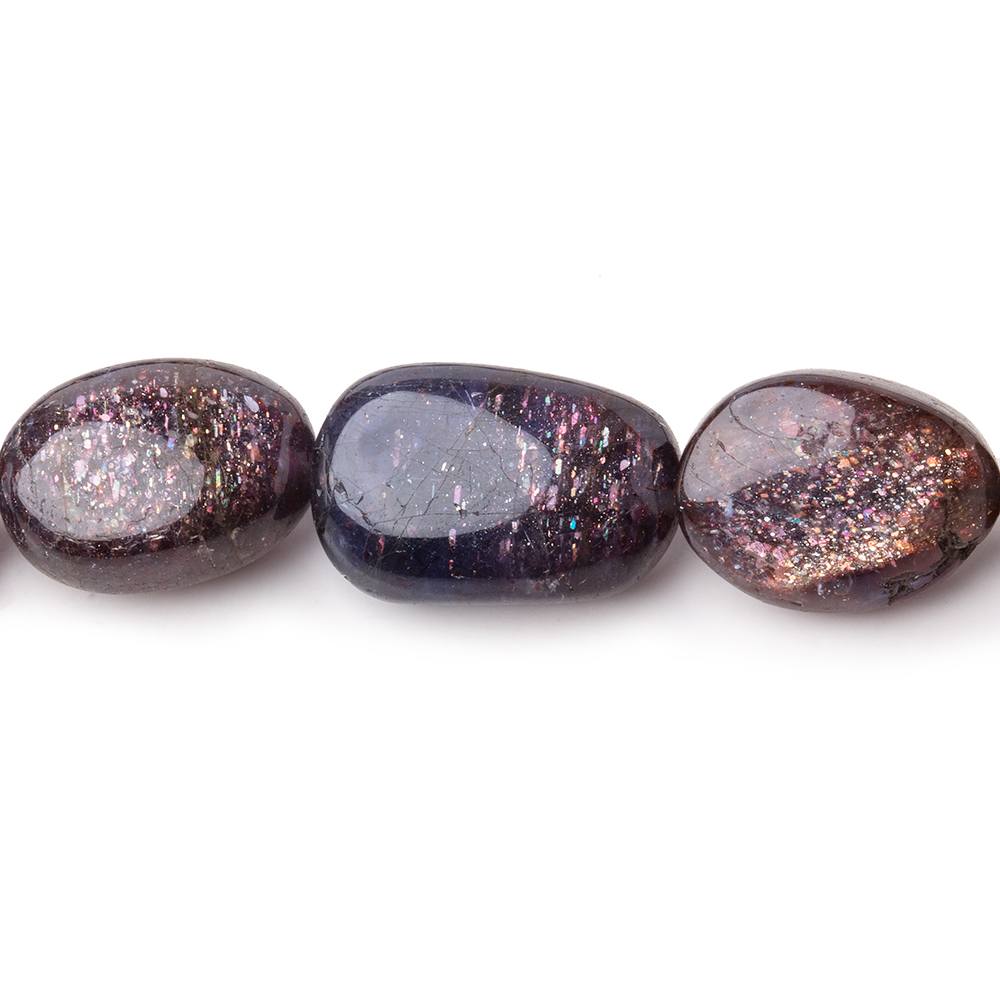 7x6-16x10mm Bloodshot Iolite-Sunstone Plain Oval Beads 16 inch 36 pieces - Beadsofcambay.com