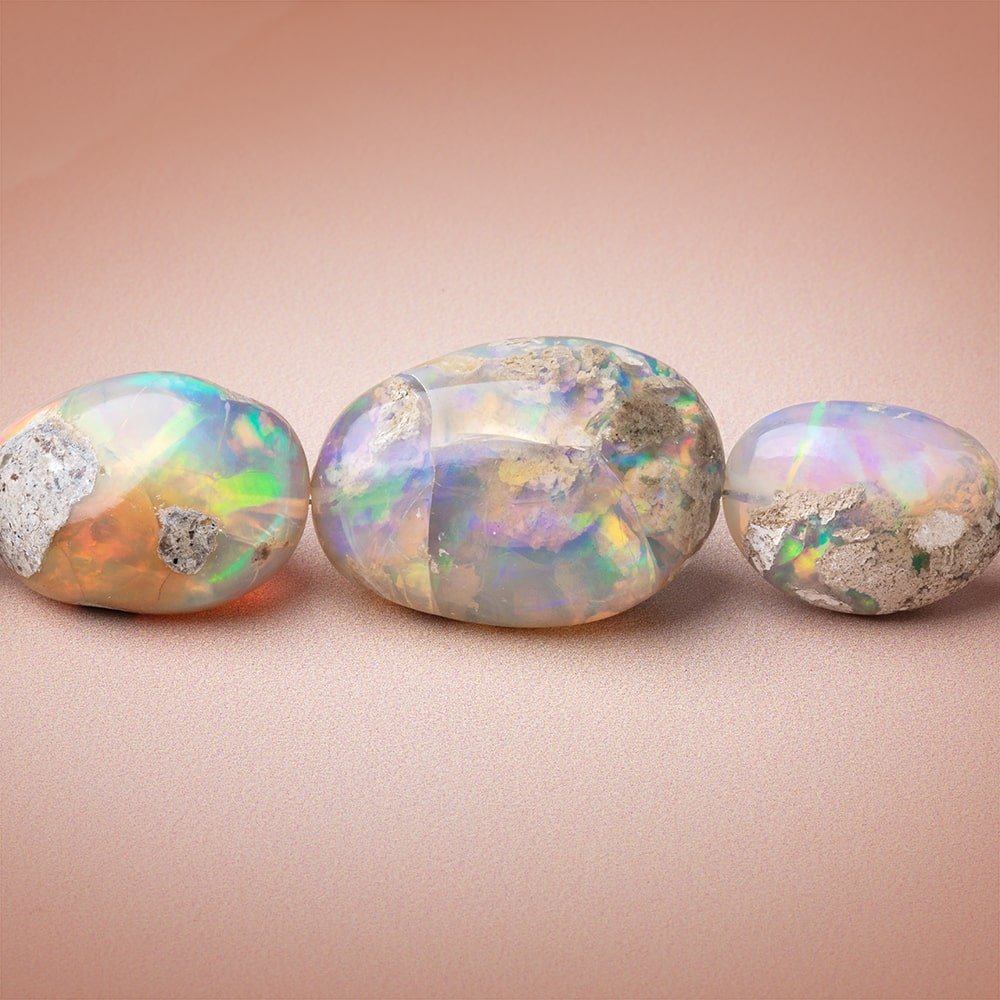 7x6-28x13mm Ethiopian Opal Plain Nugget Beads 20 inch 34 pieces AA - Beadsofcambay.com