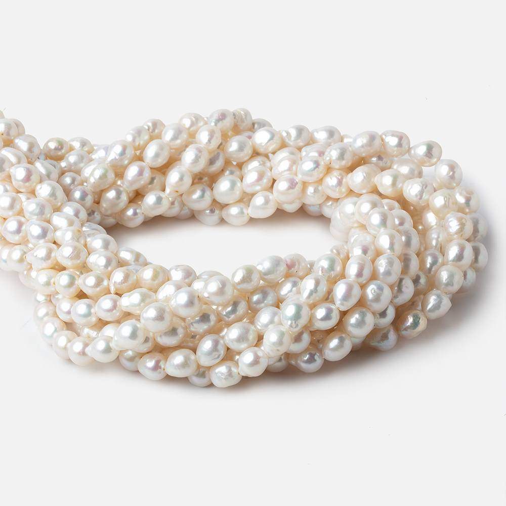 7x6-8.5x7mm Off White Petite Ultra Baroque Freshwater Pearls 15.5 inch 53 pieces - Beadsofcambay.com