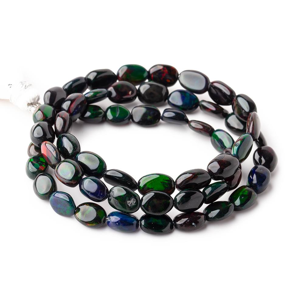 7x6-9x6mm Black Ethiopian Opal Plain Oval Beads 16 inch 55 pieces AAA - Beadsofcambay.com