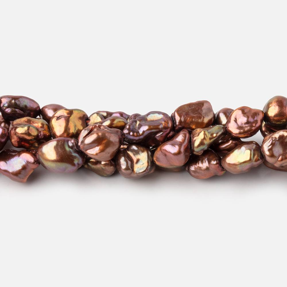 7x6-9x7mm Cinnamon Keshi Freshwater Pearl Beads 15.5 inch 50 pieces - Beadsofcambay.com