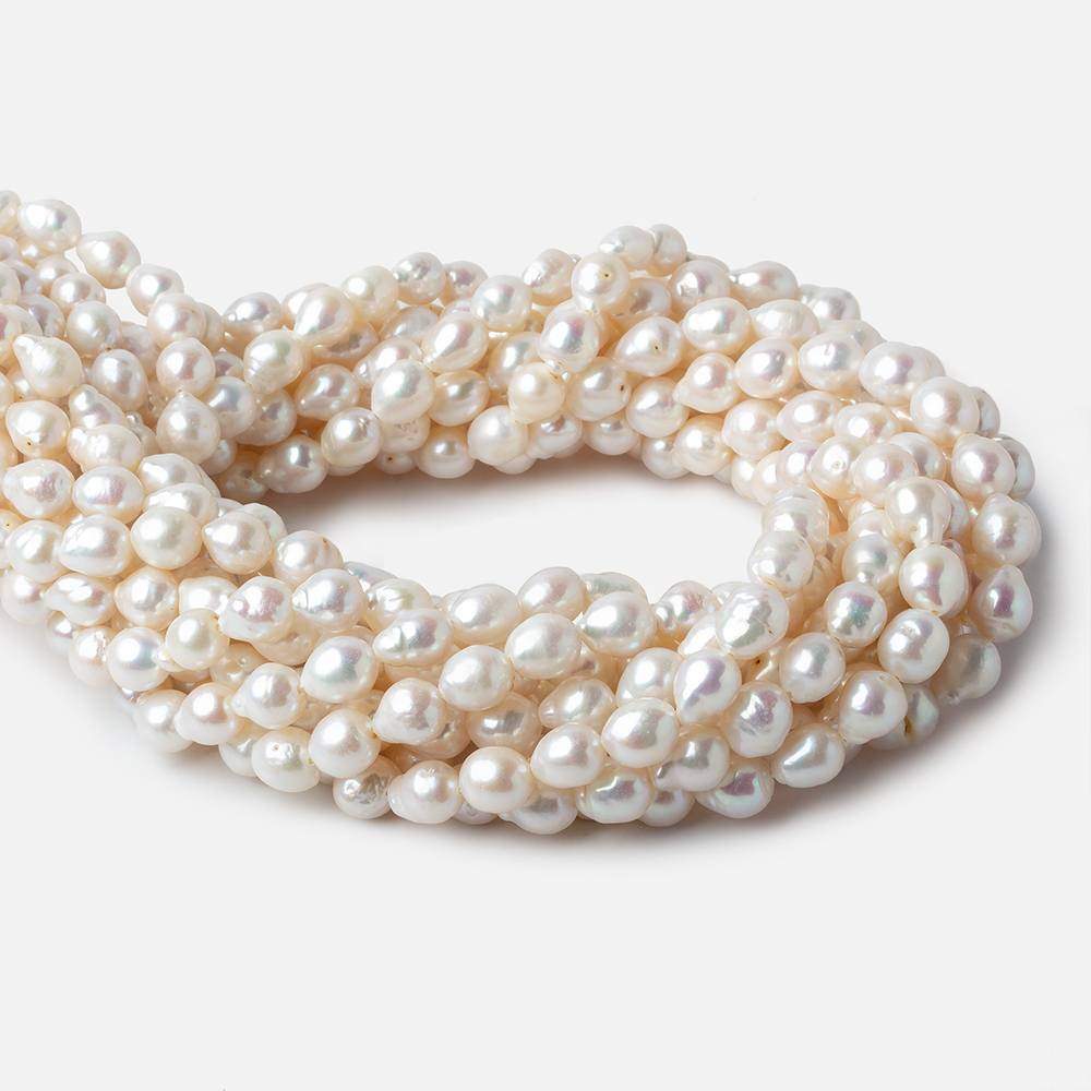 7x6.5-9x7mm Off White Petite Ultra Baroque Freshwater Pearls 15.5 inch 52 pieces - Beadsofcambay.com