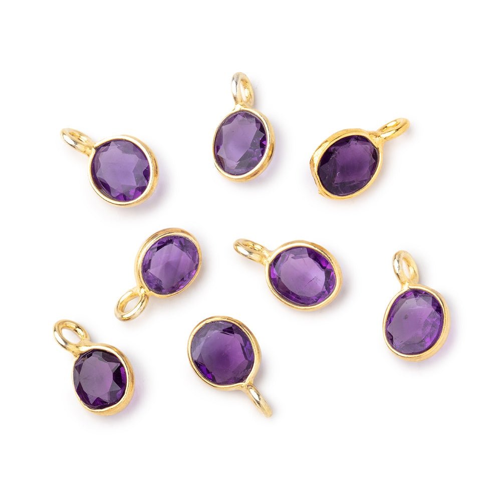 7x6mm Vermeil Bezel Amethyst Rose Cut Oval Pendant 1 piece - Beadsofcambay.com