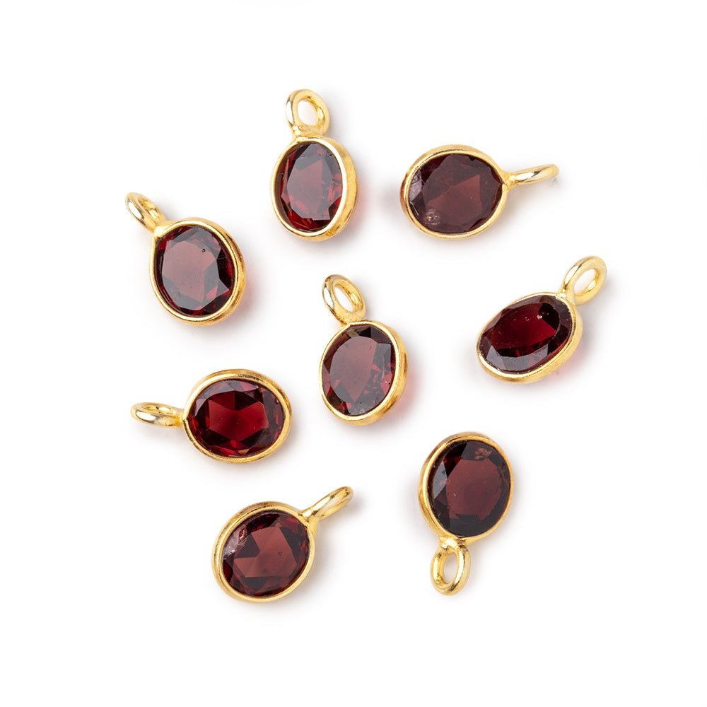 7x6mm Vermeil Bezel Garnet Rose Cut Oval Pendant 1 piece - Beadsofcambay.com