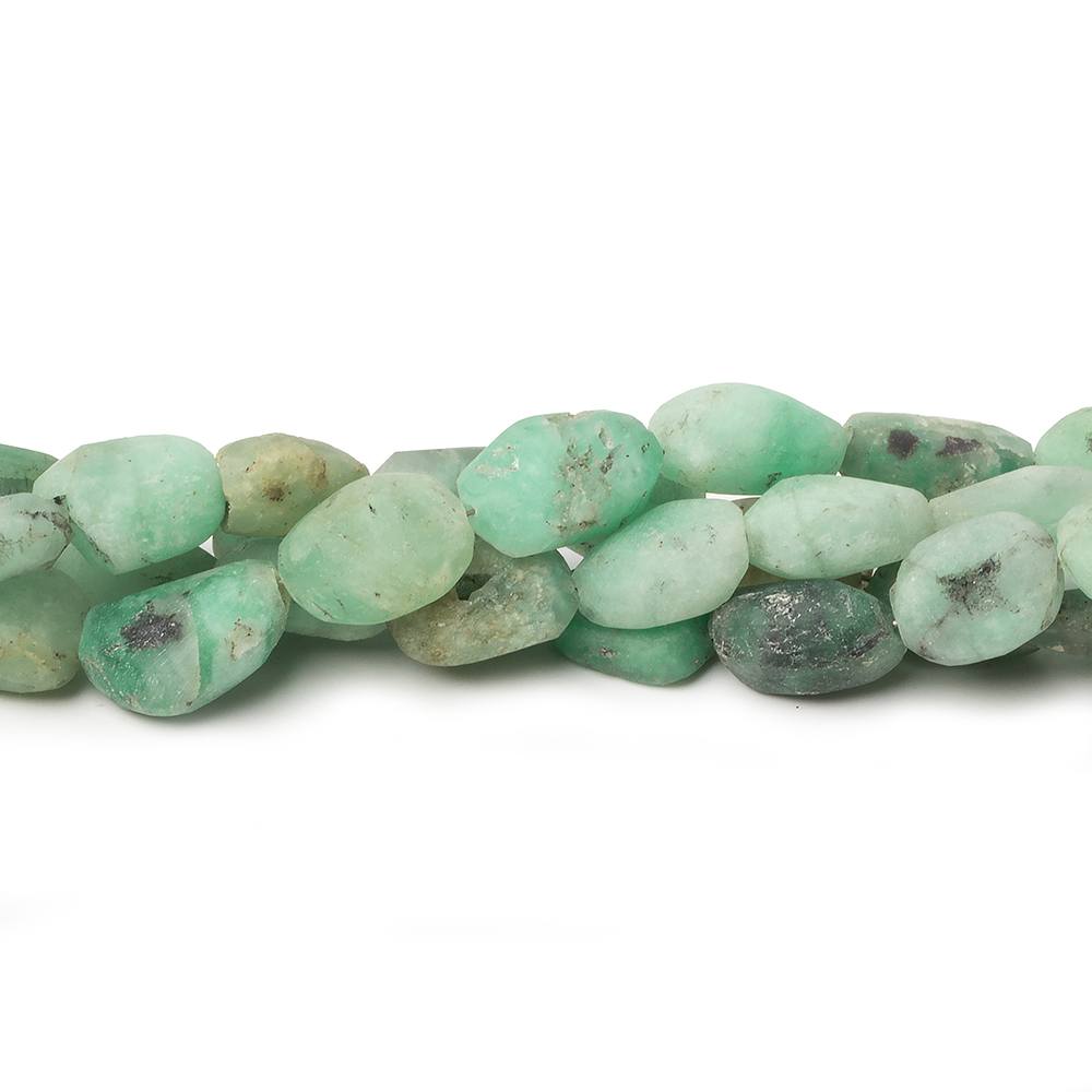 7x7-11x9mm Matte Colombian Emerald plain nugget beads 7.5 inch 17 pieces - Beadsofcambay.com