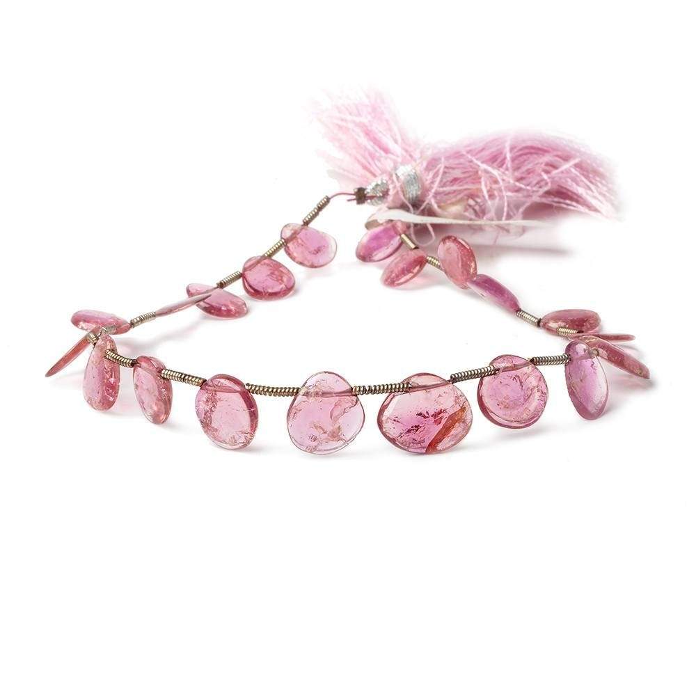 7x7-11x9mm Pink Tourmaline Top Drill Slice Beads 8 inch 20 pieces - Beadsofcambay.com