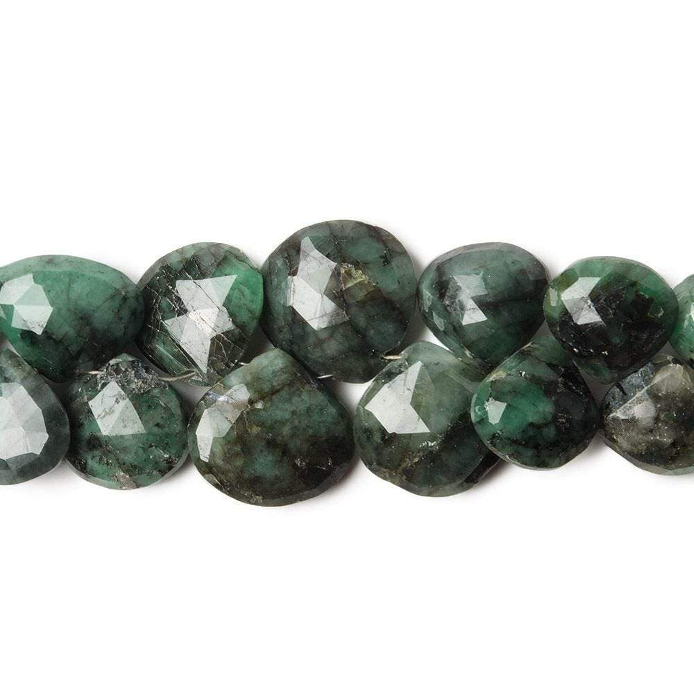 7x7-13x11mm Emerald Heart Briolette 7 inch 39 pieces - Beadsofcambay.com