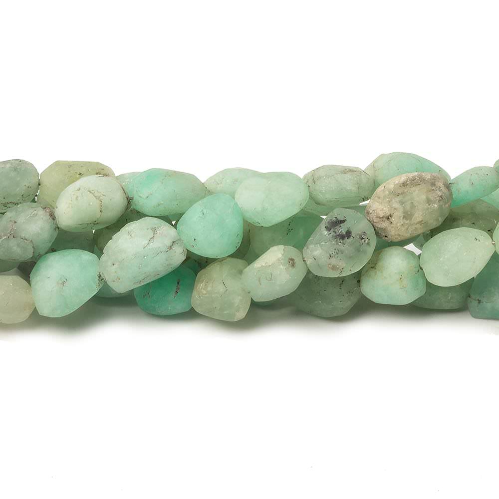 7x7-8x6mm Matte Colombian Emerald plain nugget beads 7.5 inch 22 pieces - Beadsofcambay.com