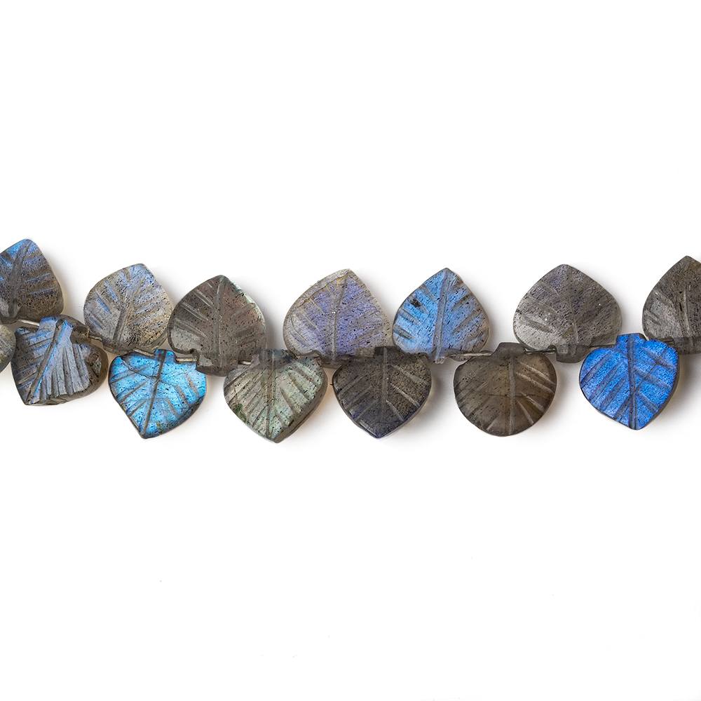 7x7-8x8mm Labradorite hand carved leaf beads 7 inch 41 pieces AAA - Beadsofcambay.com