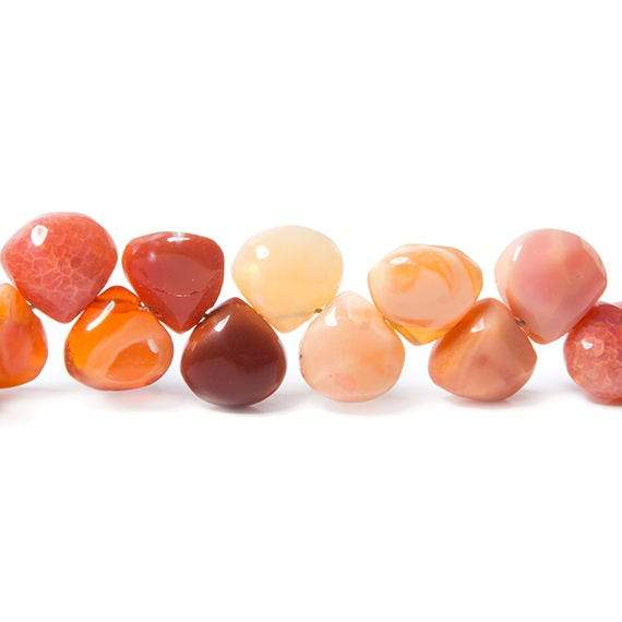 7x7-8x8mm Mexican Fire Opal smooth heart briolette beads 16 inch 101 pieces - Beadsofcambay.com