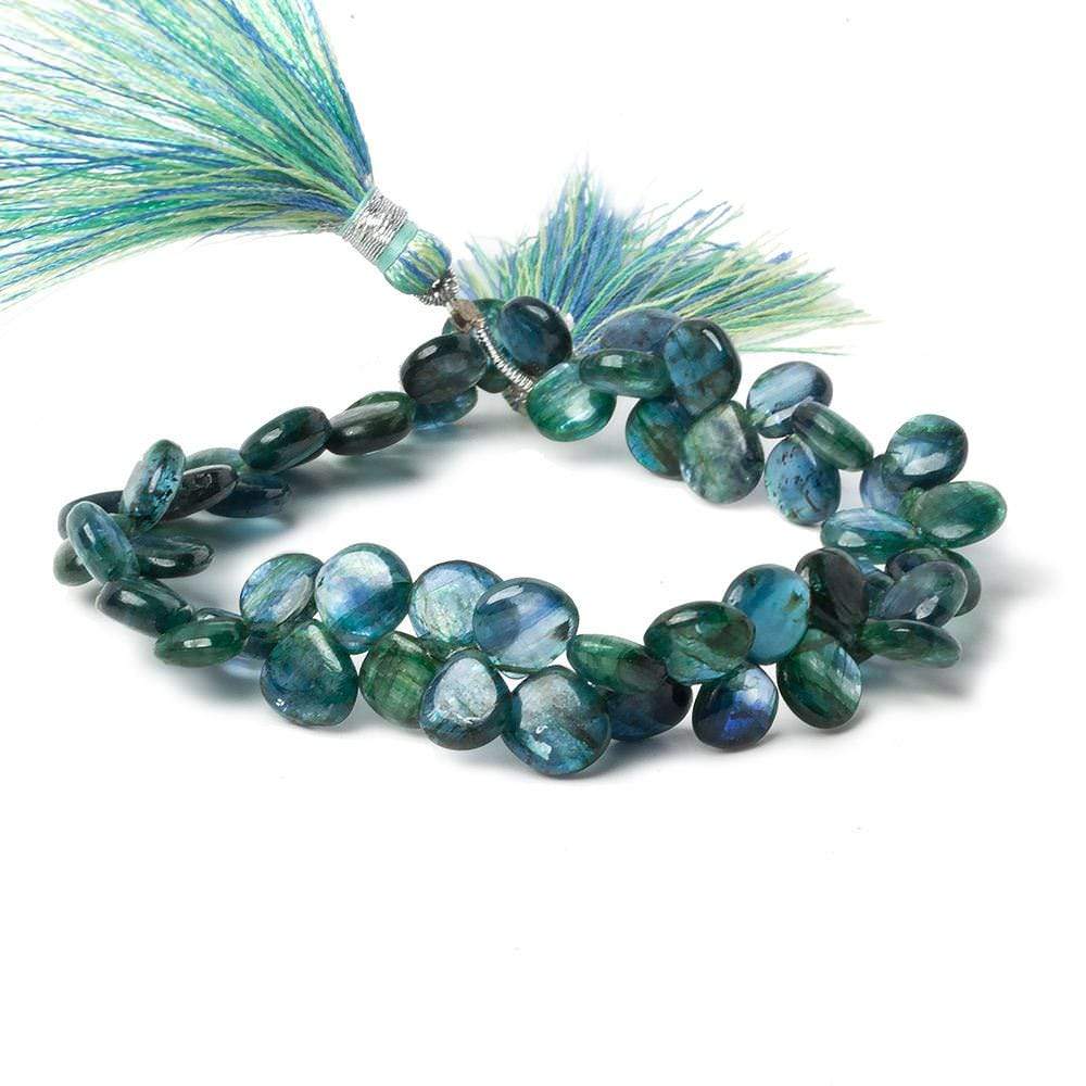 7x7mm Green Blue Kyanite Plain Heart Beads 8 inch 54 beads A - Beadsofcambay.com