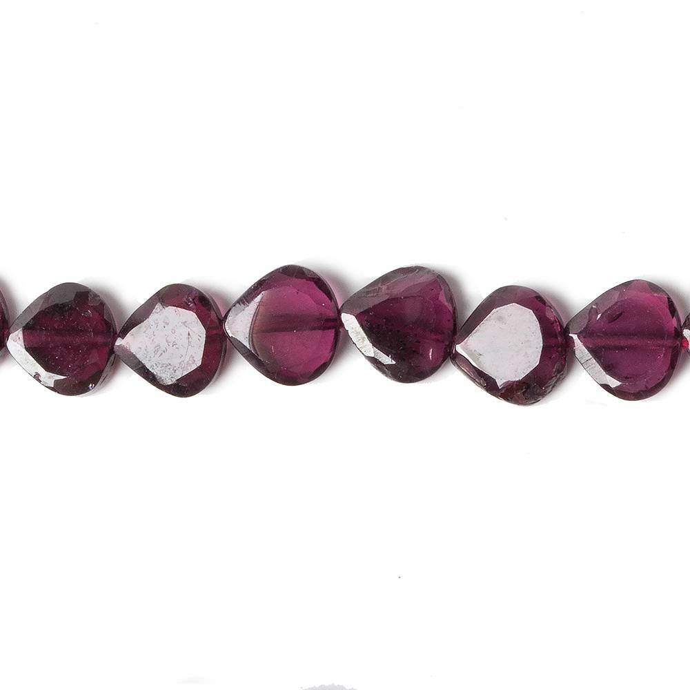 7x7mm Rhodolite Garnet Straight Drill Heart 14 inch 53 pcs - Beadsofcambay.com