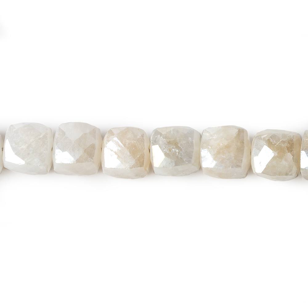7x7mm Silverite Sapphire Faceted Cube beads 8 inch 30 pcs - Beadsofcambay.com