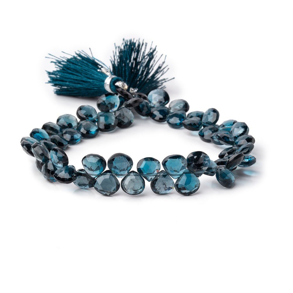 7x7x3mm London Blue Topaz Faceted Heart Beads 7.5 inch 52 pieces AA - Beadsofcambay.com