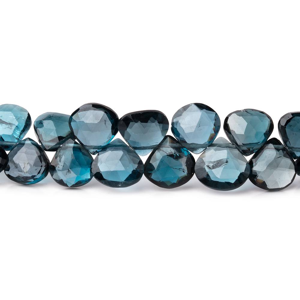 7x7x4mm London Blue Topaz Faceted Heart Beads 7.5 inch 52 pieces AA - Beadsofcambay.com
