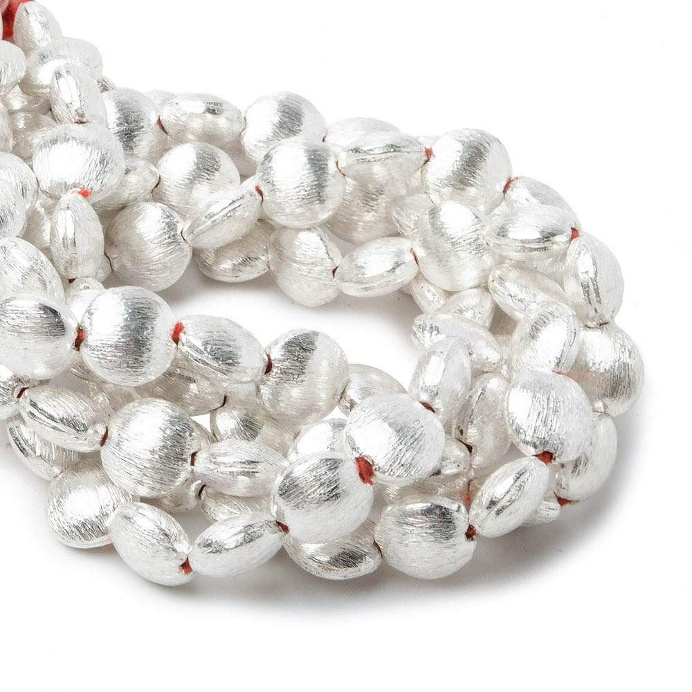 7x7x4mm Sterling Silver plated Copper Flat Brushed Coin 8 inch 29 pcs - Beadsofcambay.com