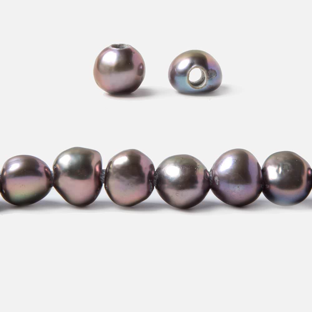 7x8.5-9x9.5mm Pink Peacock Baroque 2.5mm large hole Pearls 15 in. 49 pcs - Beadsofcambay.com