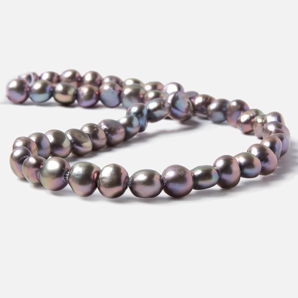 7x8.5-9x9.5mm Pink Peacock Baroque 2.5mm large hole Pearls 15 in. 49 pcs - Beadsofcambay.com