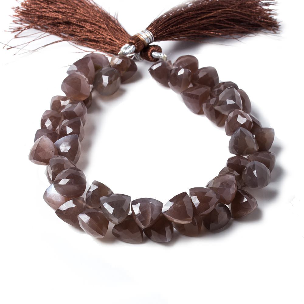 8-10mm Chocolate Moonstone top drilled faceted trillion beads 8 inch 45 pcs - Beadsofcambay.com