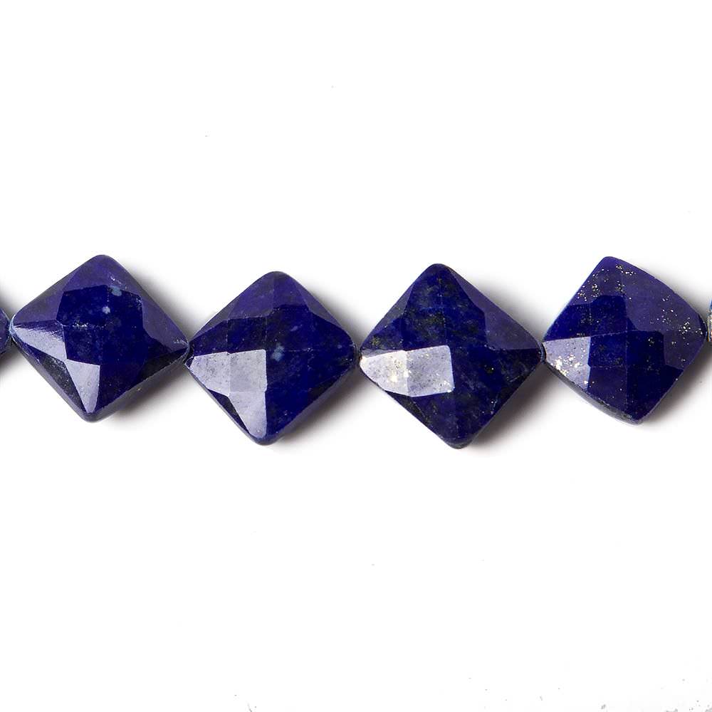 8-10mm Lapis Lazuli Corner Drilled Faceted Square Beads 8 inch 19 pieces - Beadsofcambay.com
