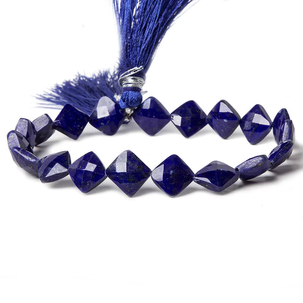 8-10mm Lapis Lazuli Corner Drilled Faceted Square Beads 8 inch 19 pieces - Beadsofcambay.com