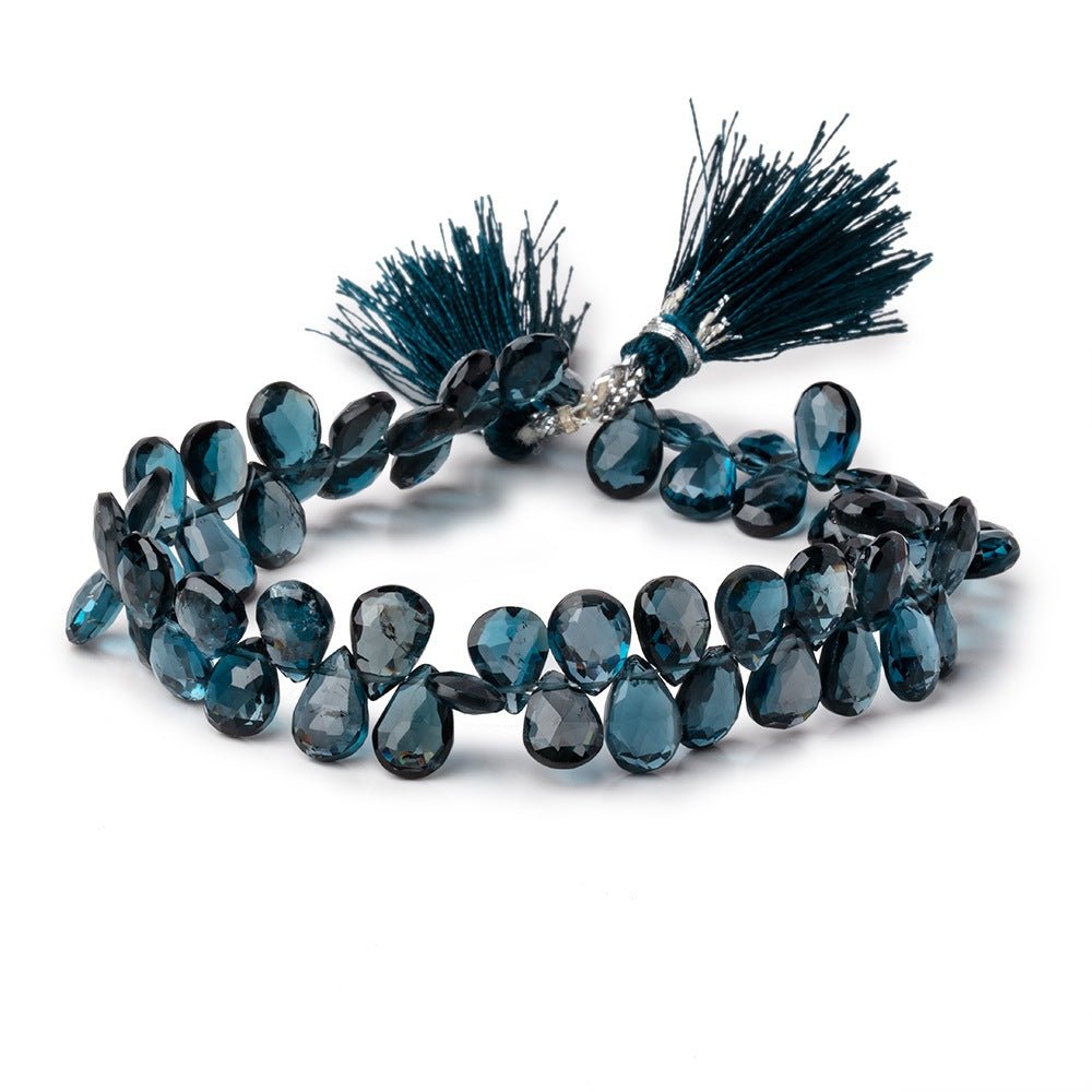 8-10mm London Blue Topaz Faceted Pear Beads 7.5 inch 56 pieces AA - Beadsofcambay.com