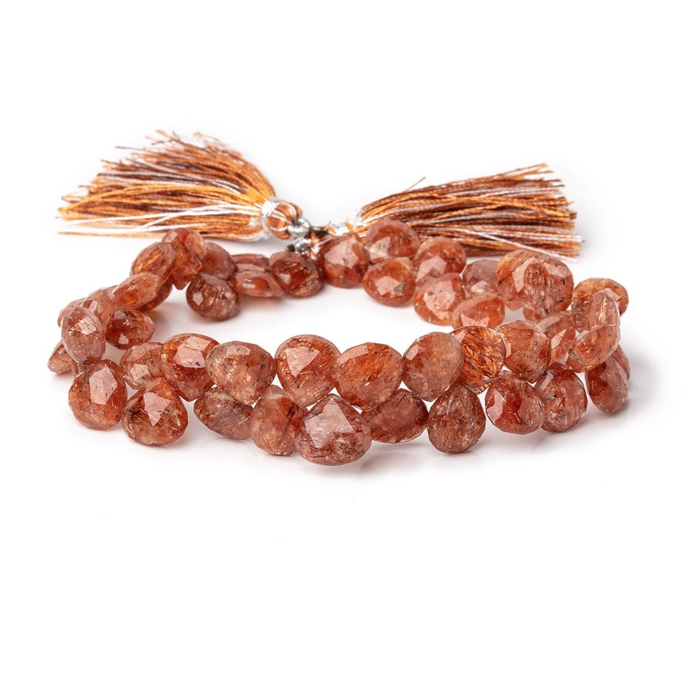 8-10mm Mossy Rutilated Quartz Faceted Heart Beads 8 inch 48 pieces - Beadsofcambay.com